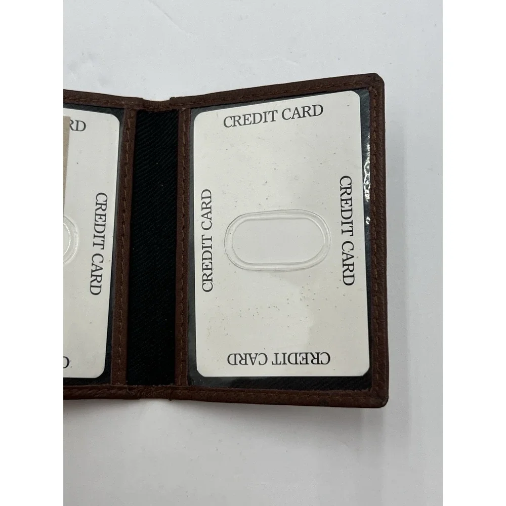 Genuine Leather Bifold Card Holder Wallet Brown ID Window Unisex